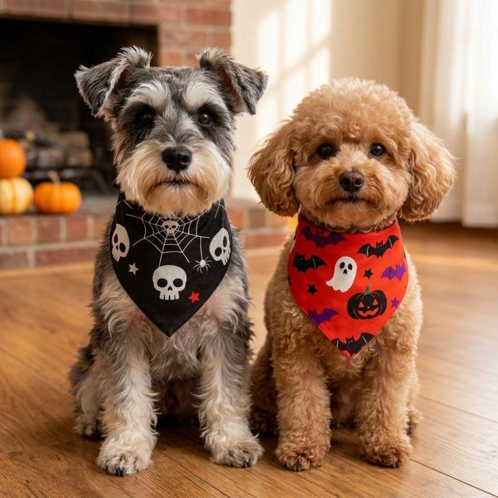 Spider Bat Pattern Pet Halloween Bandana Pumpkin Ghost Print Dog Holida Bibs Festival Gift