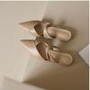 Fashion 2024 Summer New Fashion Pointed Solid Color Simple Women's Half Slippers Wearing Comfortable Leather Shoes Outside Women