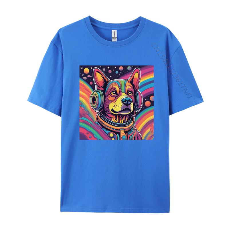 Unisex Clothes Space Dog Tshirt Cotton Fun Tees Shirt Unisexs Colorful 3D Printing Plus Size White T Shirt Unisex