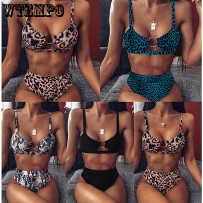 Змеиная кожа Бикини с высокой талией Комплект бикини Push Up Biquini Bandeau Женский купальник Женский купальник
