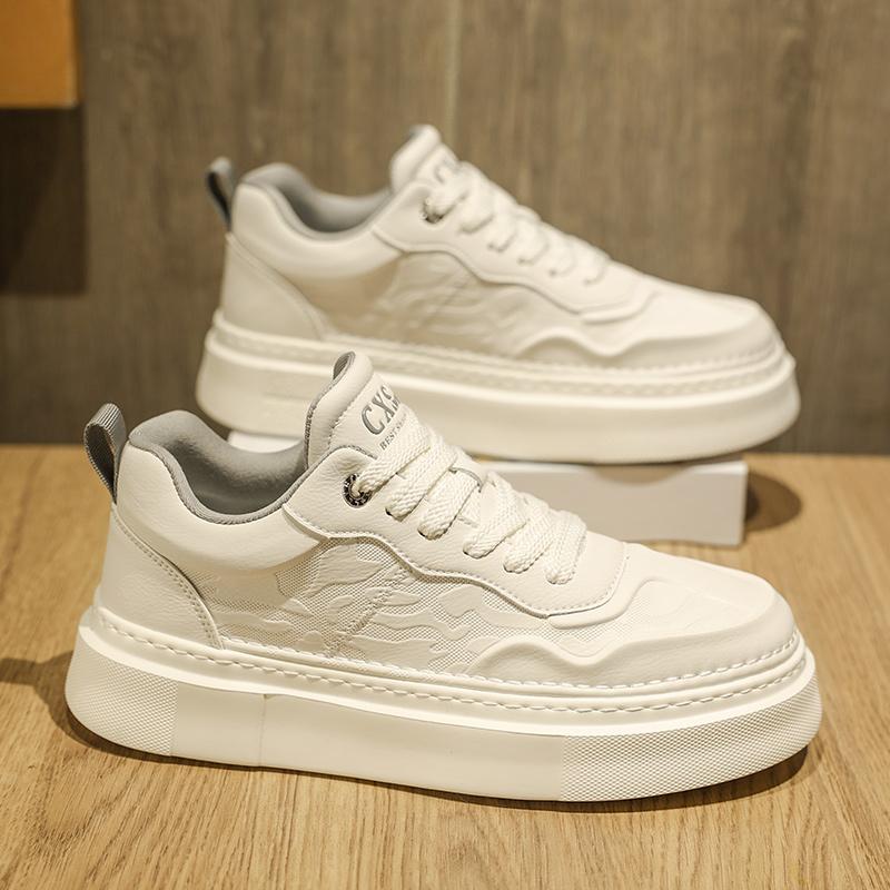 Autumn feeling white board shoes casual leather shoes sports thick sole increase