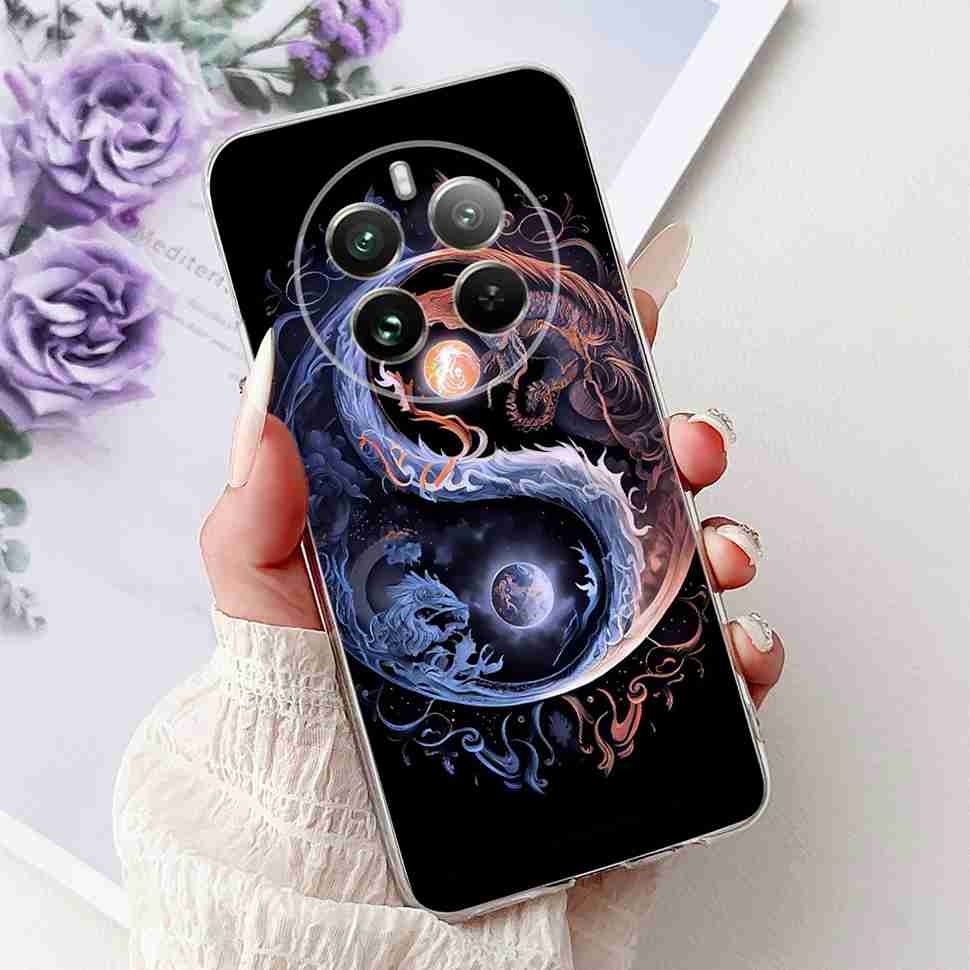Для Realme 12 Pro RMX3842 6.7" Летний Лотос Милый Кот Мягкий Силиконовый ТПУ Чехол Для Realme 12Pro+ 12Pro Plus RMX3840 Защитный Бампер