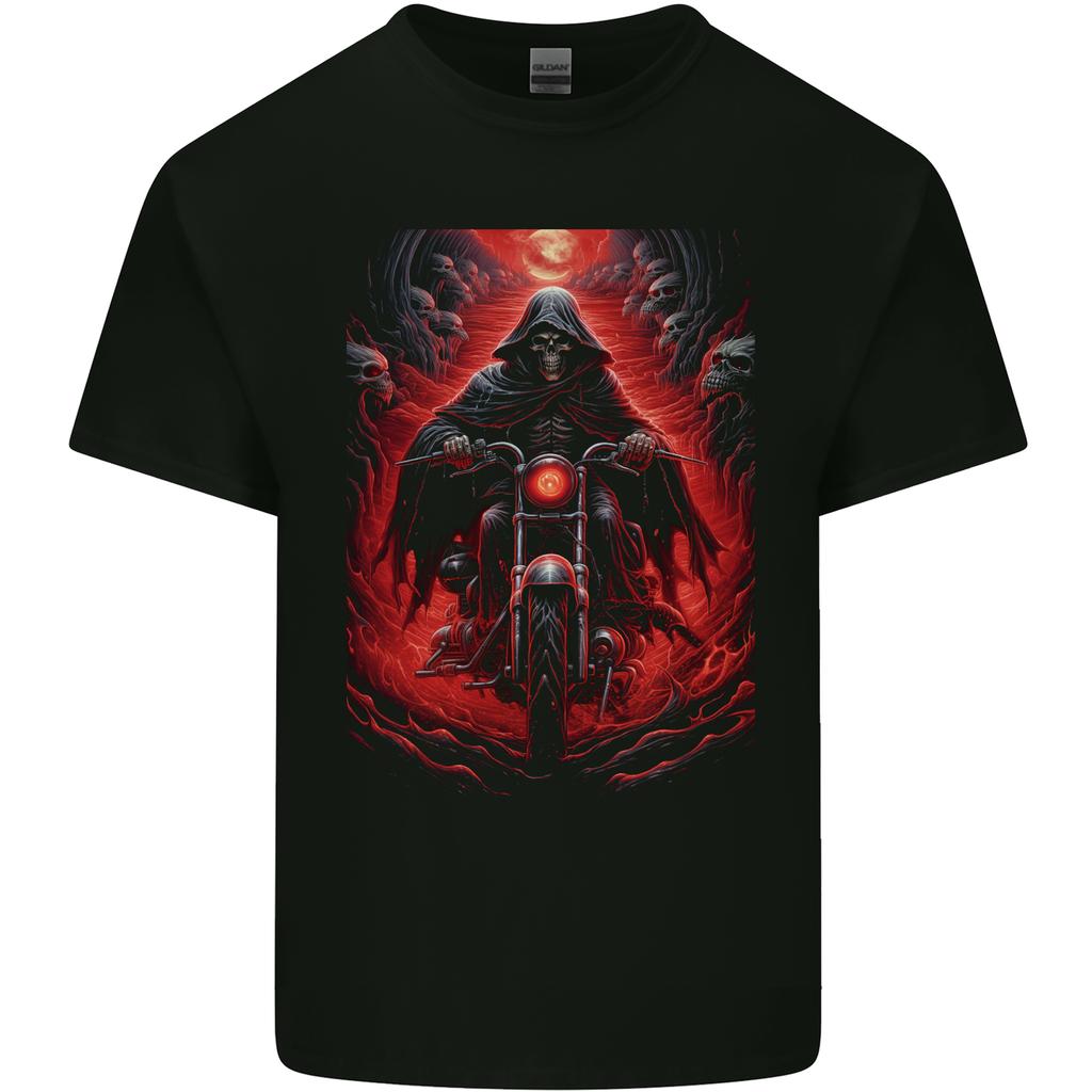 Skull Biker Motorcycle Motorbike Grim Reaper 8 Unisexs Light Cotton TShirt
