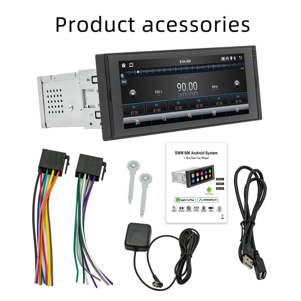 icreative 1 Din Android Автомобильный мультимедийный видеоплеер GPS-навигация Wi-Fi 1 Din Авторадио Стерео Автомобильное радио Android 6,9-дюймовый экран для универсального использования