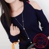 Simple Fashion 925 Sterling Silver Necklace Ball Beads Pearl Sweater Long Chain Necklaces for Women Choker Collares