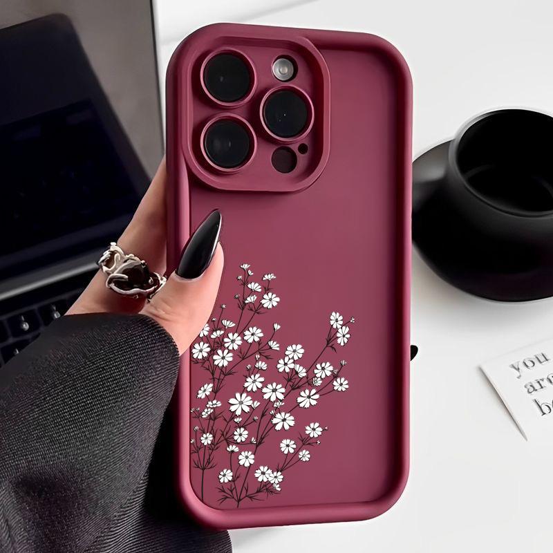 Candy Color Tpu Phone Case for iPhone 16 Pro 15 14 Plus 13 12 11 Pro Max Xs Xr 8 7 Shockproof Flower Pattern Soft Lens Protection Cover Funda