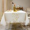 Embroidery Anglicanum Tassel Tablecloth Cotton Linen Dust Proof Table Cover For Kitchen Dining Room Home Party Tabletop Decor