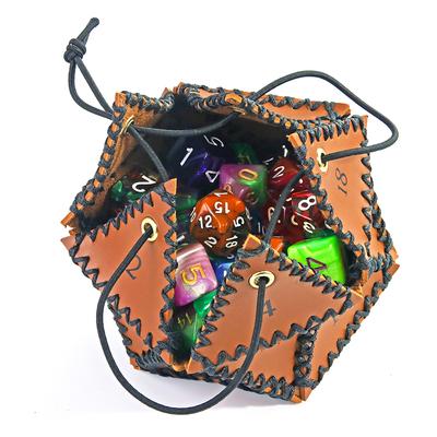 1 шт. Кожаная сумка для игральных костей D20, многоугольные коробки для хранения игральных костей, сумки для игральных костей с завязками