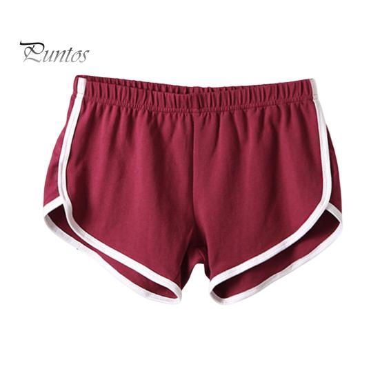 Женские спортивные шорты с эластичной талией, мини-шорты для йоги, однотонные суперкороткие брюки, легкие пляжные брюки, спортивные шорты