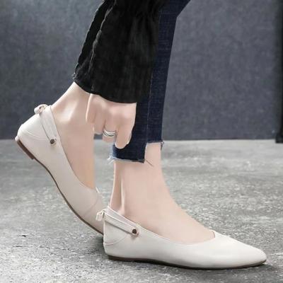 Модная Роскошная Кожаная Повседневная Женская Обувь Балетки на Низком Каблуке Элегантные Балетки Офис Острый Носок Новейшая Обувь для Отпуска Распродажа