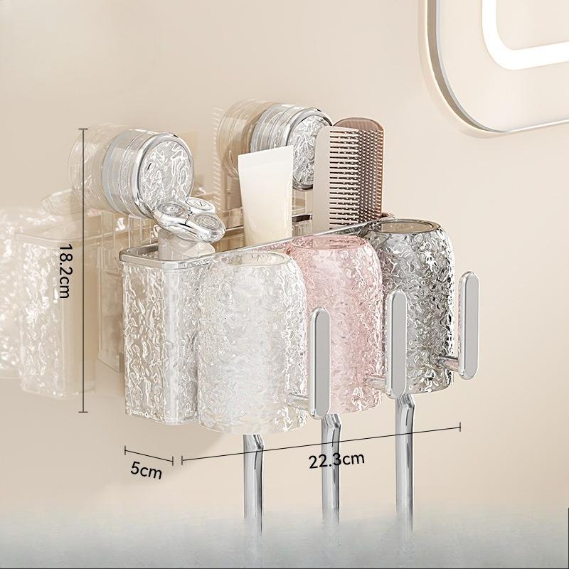 Подставка для зубных щеток на присоске, Не требует сверления, Подставка для зубных щеток для ванной комнаты, Настенная подставка для стаканов для зубных щеток, Подставка для хранения стаканов для зубных щеток