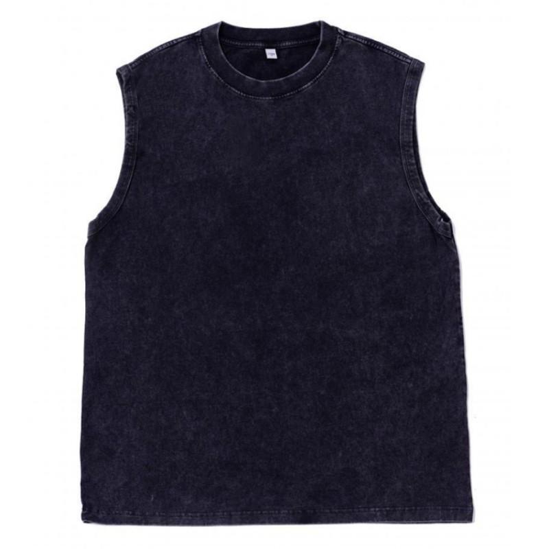 Мужская потертая и состаренная футболка без рукавов с заниженной линией плеч, молодежная однотонная свободная футболка