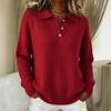 European and American autumn/winter women's new casual lazy style polo collar long-sleeve button sweater