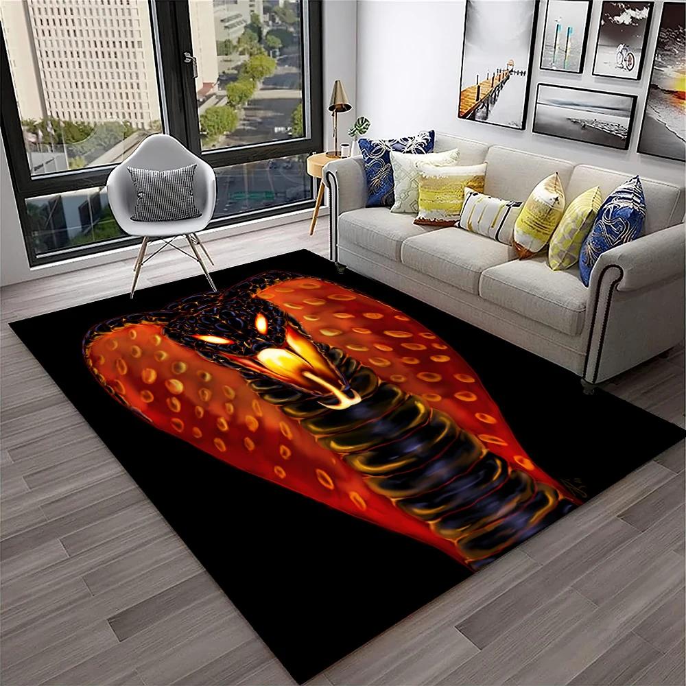 3D Gothic Snake Serpent Python Viper Carpet Rug for Home Living Room Bedroom Sofa Doormat Decor,kids Area Rug Non-slip Floor Mat