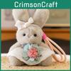 Cartoon Plaid Cute Skirt Rabbit Holding Flower Plush Toy Pendant Keychain