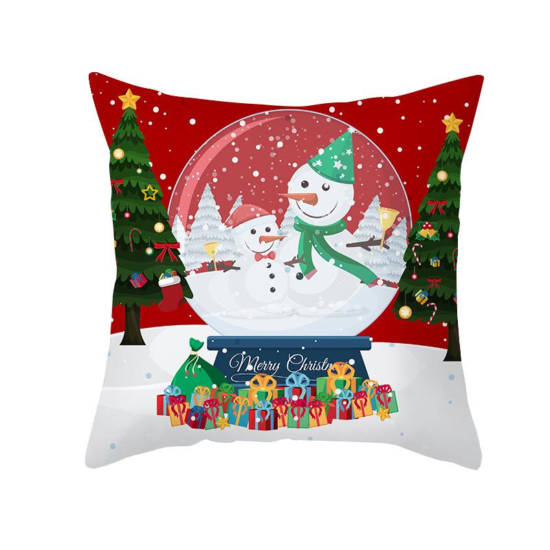 Рождественская наволочка Персиковая кожа Мультяшный принт Подушка Санта-Клауса Чехол для подушки для дома Гостиная Диван
