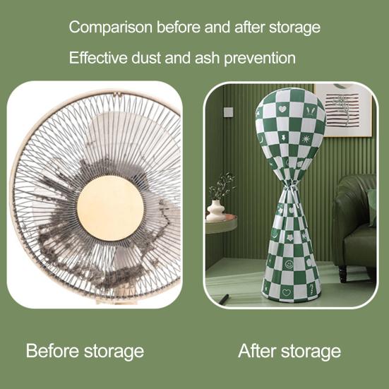 Floor Fan Dust Cover Washable & Reusable Long/Short Style Electric Fan Dust Protective Cover Moisture-Proof Dustproof Soft PEVA Printed Dust