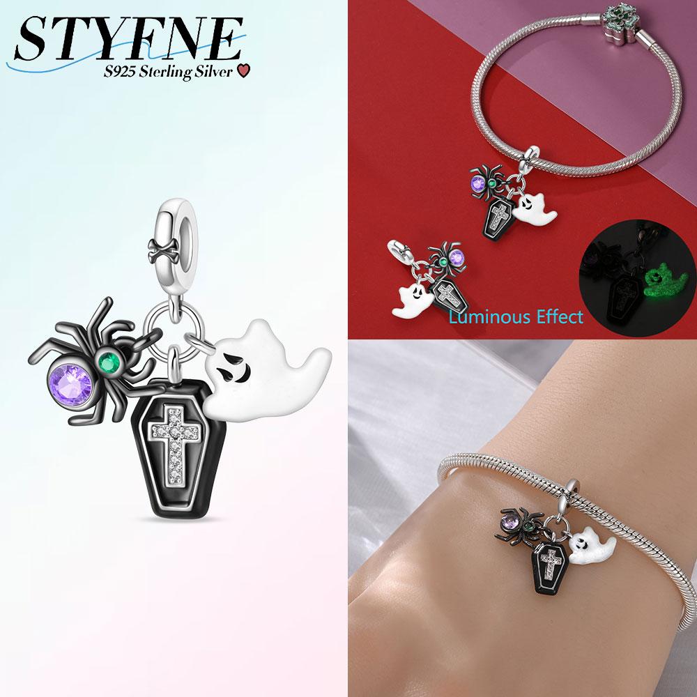 Copper Halloween Skull Bat Pumpkin Boutique Pendant Fit Original Bracelet Charm Beads Necklace Diy Female Jewelry