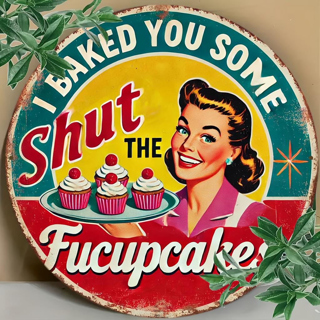 Charming Vintage I Baked You Some Shut The Fucupcakes Kitchen Sign xcm Aluminum Wall Art for Home Cafe Bar