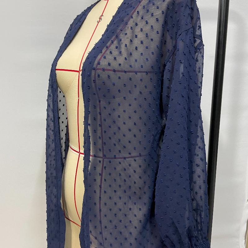 Fashion Thin Long Sleeve Plus Size Casual Blouse Women Summer Solid Elegant Loose Cardigan Shirts Women Tops See Through Sexy Ladies Blouses 25904