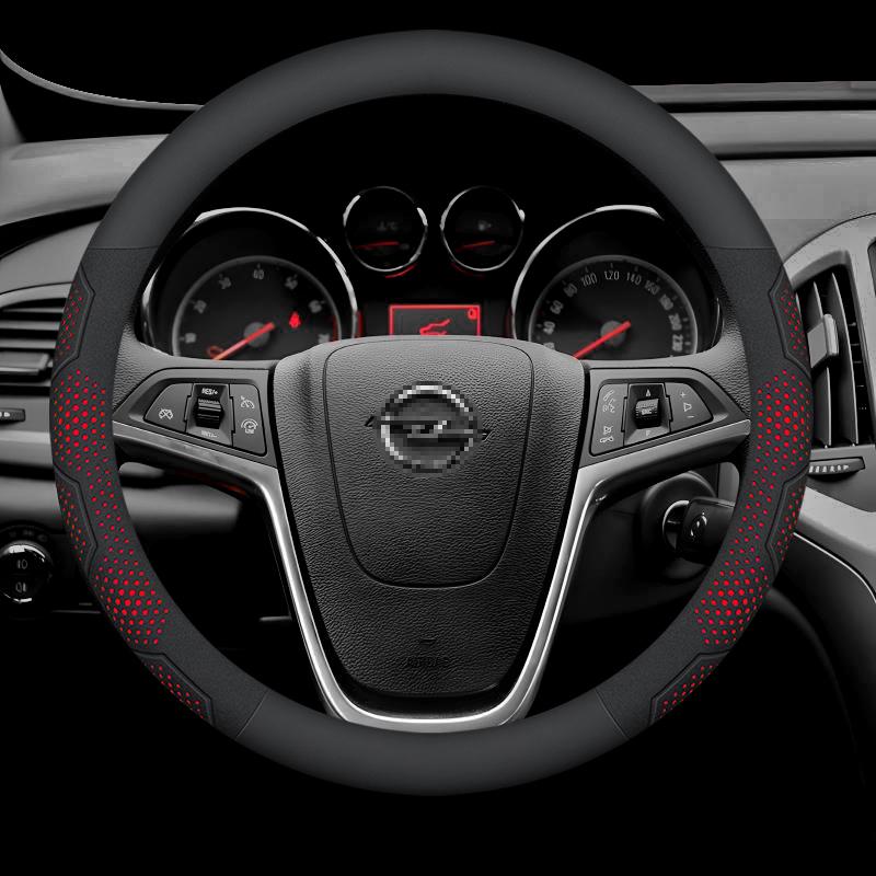 AAAEF1 Opel OPCline ASTRA CORSA INSIGNIA MOKKA VECTRA GTC Tigra Carbon fiber Suede Leather Car Steering Wheel Cover Auto Accessories