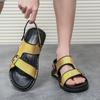 Fashion Men Sandals Holiday Men Shoes Shiny Fashion Slippers Designer Gold Patent Leather Luxury Summer Slides Mirror Walking Beach Shoe