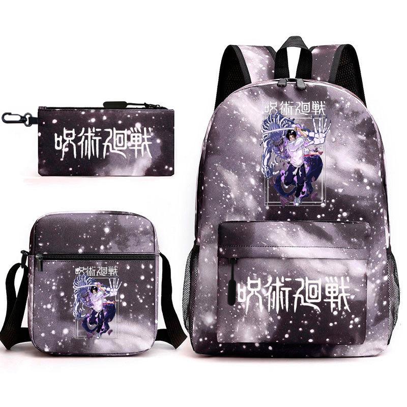 Teen Animation Backpack Elementary School Student Fashion School Bag Three-piece Set