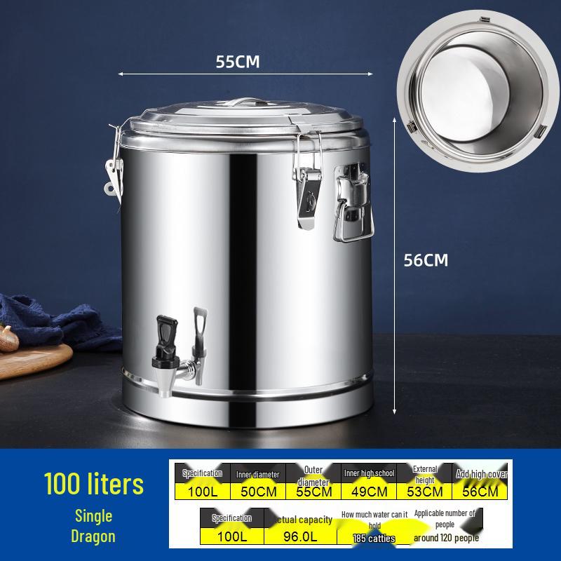 Large Capacity 304 Stainless Steel Insulated Bucket - 3-Layer Thickened Sealed for Rice, Soup, Tea, Hot Water, and Soy Milk