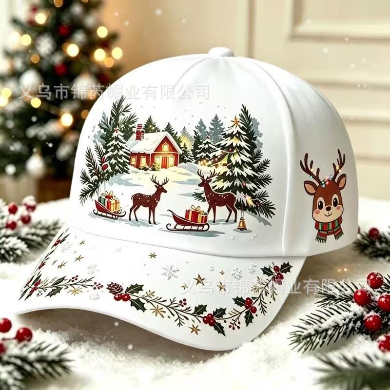 Temu Christmas Baseball Cap Digital Printed Bent Hat American Street Hat Casual Sun Hat