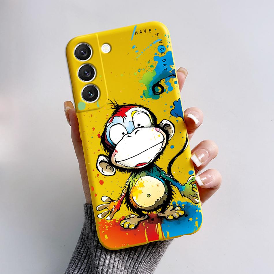 For Samsung Galaxy S22 S 22 Plus S22 Ultra S22+ Case Soft Slim Cute Bear Cartoon Frog Candy Painted Back Cover Funda Bumper Bags