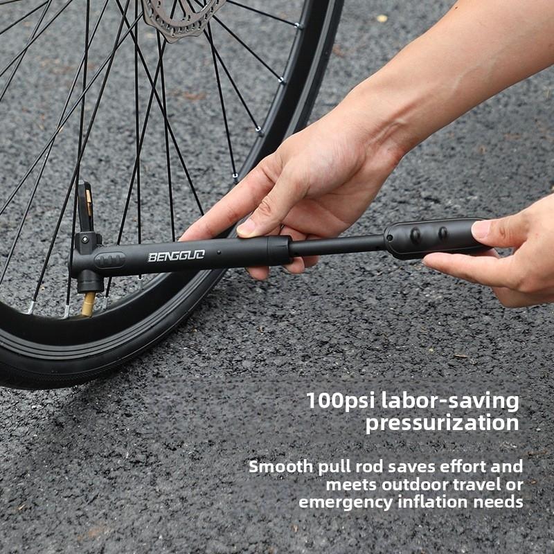 BENGGUO Nylon Mini Portable Bicycle Pump 100PSI High Pressure Universal Presta & Schrader Valve Emergency Inflator for Bike Ball