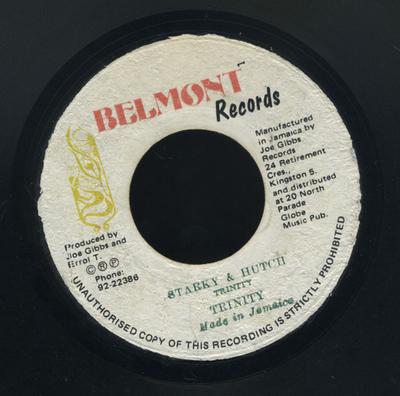 7-дюймовая пластинка TRINITY - Старски и Хатч НИКАКОЙ Belmont Records 1978 Ямайка Регги, Ска и Даб Б/У
