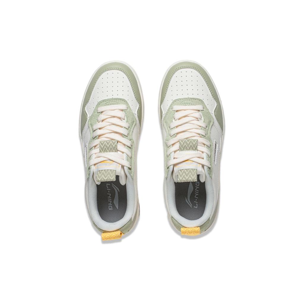 Li Ning Star Sugar Thick Sole Height Increasing Non-Slip Shock Absorbing Low-Top Skate Shoes Women Sneakers Green White AGCT472-3