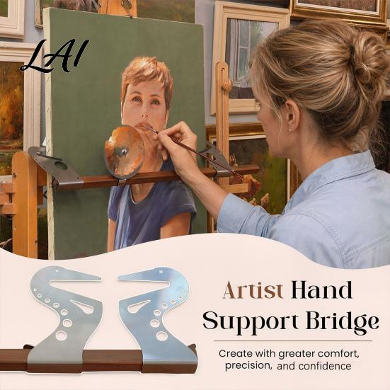 Hand Stabilizer Tool 2Pcs Artist Support Bridge Adjustable Easel Rest Bar Wrist Pain Relief Metal for Painting Drawing Craft Projects Sketching Bar
