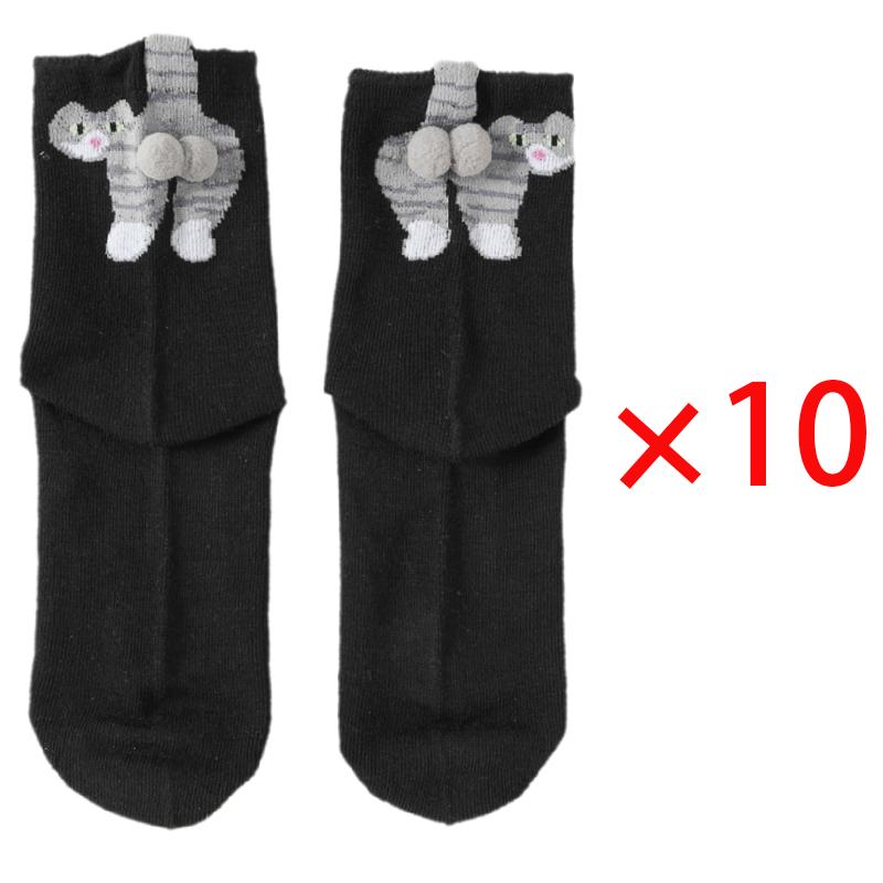 10 Pairs Gifts for Cat Lovers Funny Cartoon Cat Socks Breathable Comfortable Women's Cotton Socks