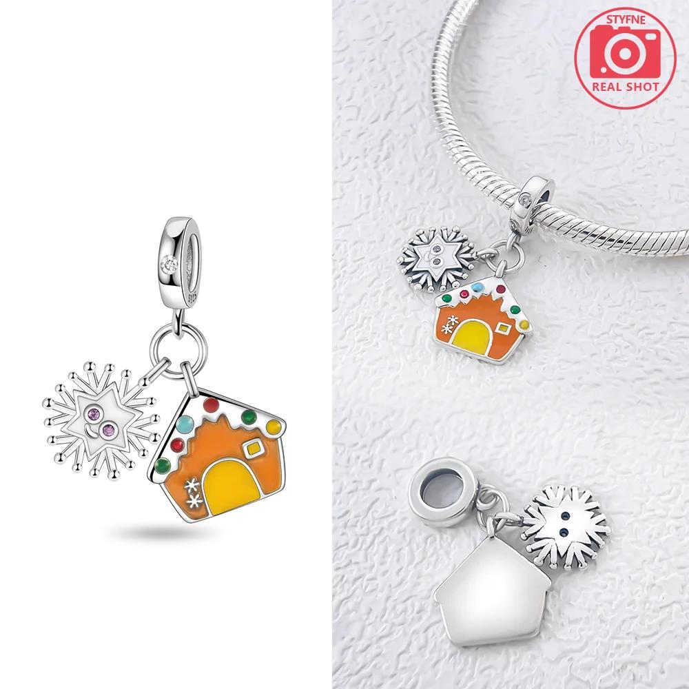 Original Charms Copper White Snowman Snowflakes Christmas Tree Pendant Beads Fit Bracelet Women Making Gift Accessory