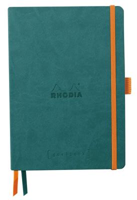 Блокнот Rhodia Goal Book, формат А5, 240 страниц, в точку, обложка из синтетической кожи, производство Италия, сертифицирован PEFC, узор «Павлин» (cf117806)