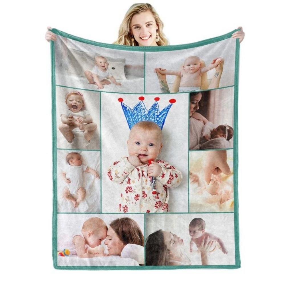 GUOYU Blanket Personalized Blanket Movie Family Picture Custom Soft Flannel Blanket for Home Bedroom Decor Birthday Gift for Sister Mom Dad