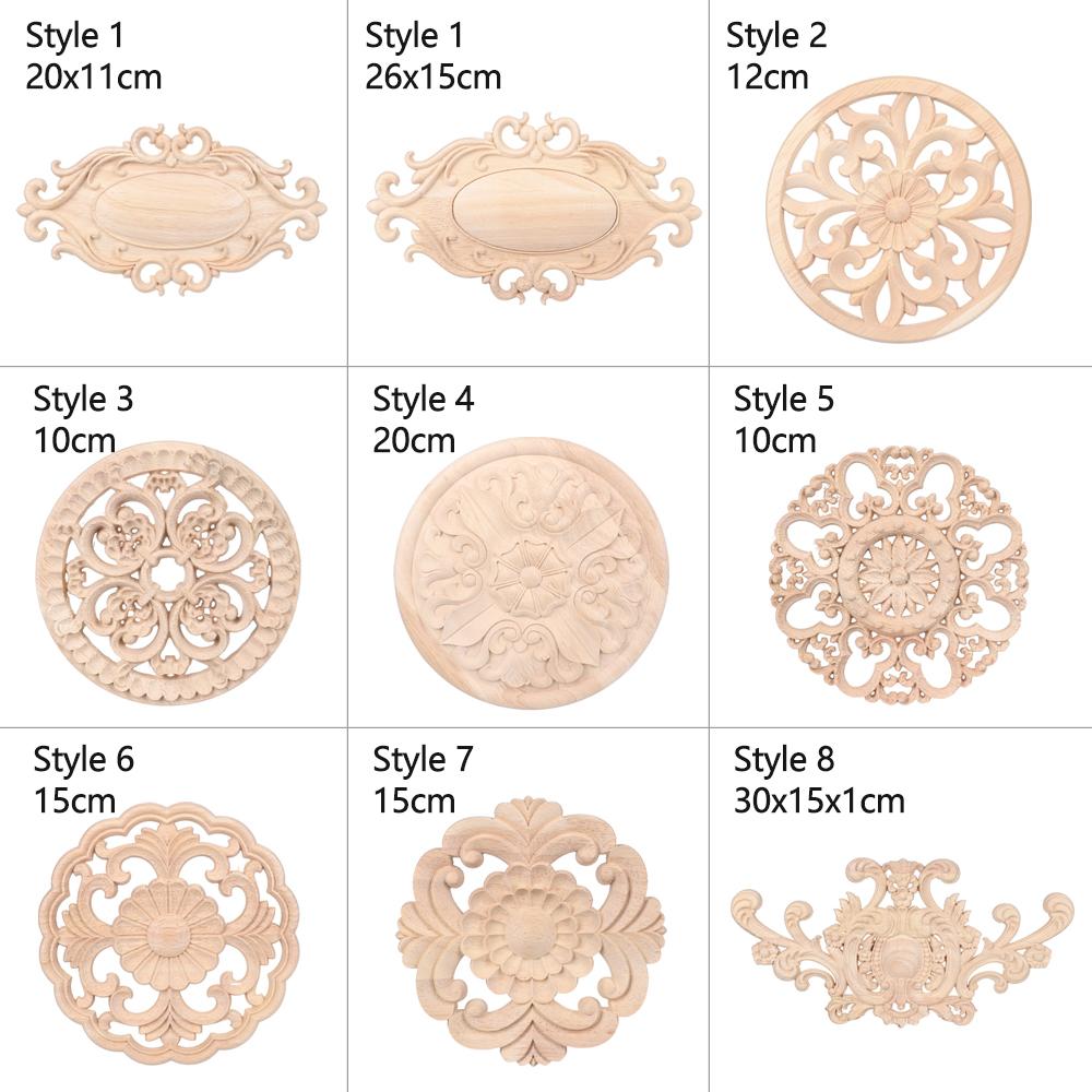 Furniture Parts Wooden Figurines Crafts Wood Carved Woodcarving Decorative Corner Appliques Frame