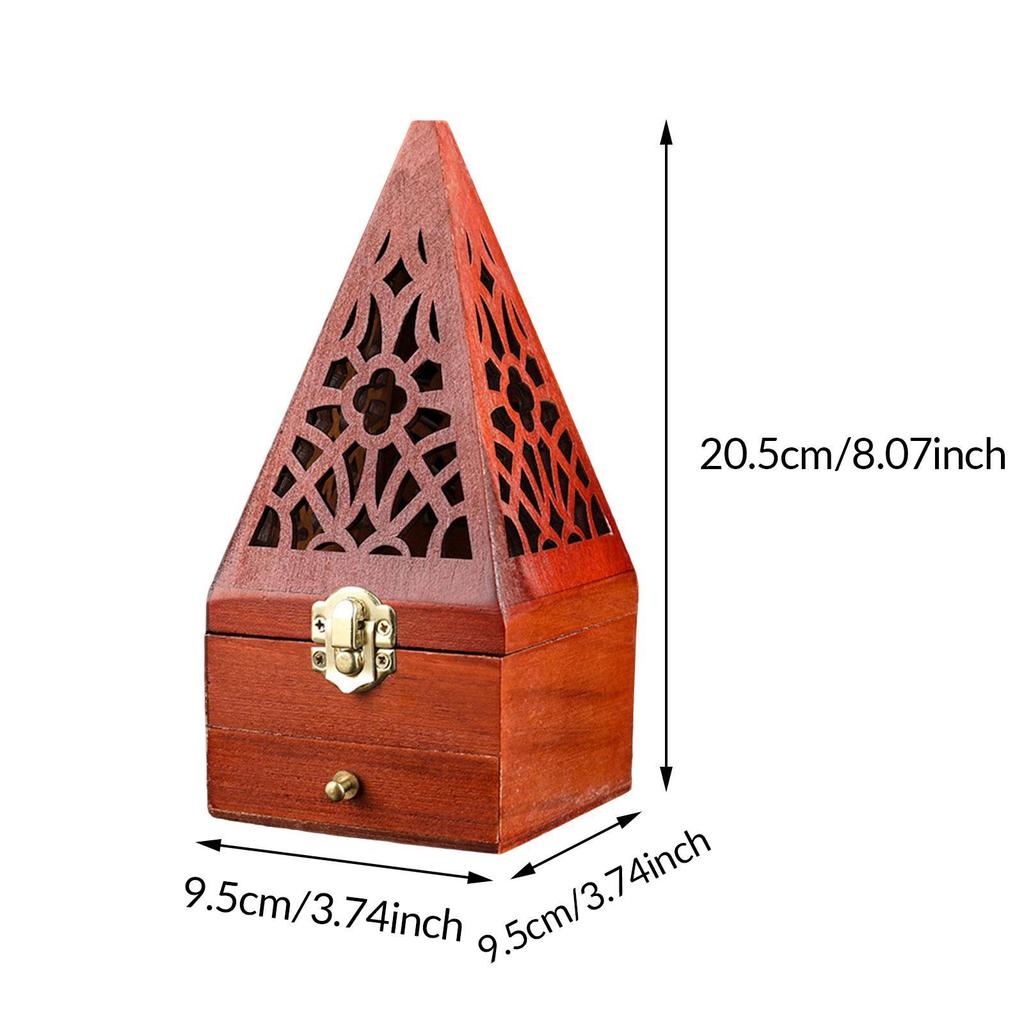 Держатель для конусных благовоний Пирамида Пепельница Деревянная курильница для благовоний Шкатулка Деревянный кадило для йоги Новоселья Медитации Спальни Отеля