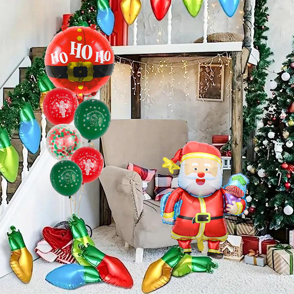 Набор из 26 рождественских воздушных шаров, рождественские шарики из алюминиевой фольги в форме лампочки, Санта-Клаус, рождественская вечеринка