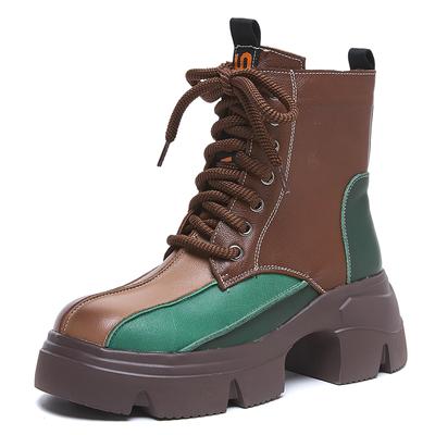 GKTINOO Женские ботинки до середины икры в ретро-стиле на толстой подошве из натуральной кожи, осень-зима 2024, теплые ботильоны на платформе, на молнии, женская обувь