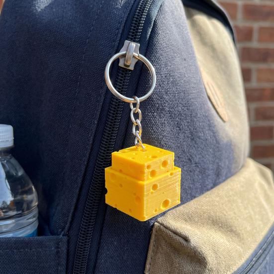 Cheese Fidget Clicker Keychain 3D Printed Clicker Stress Relief Toy Keychain Fun Gift for Coworkers Party Favors