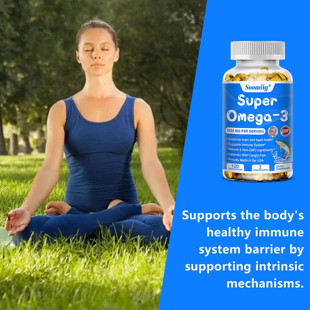 Soomiig Super Omega-3 Supplement, 5500mg Fish Oil , EPA & DHA , 120 Caps