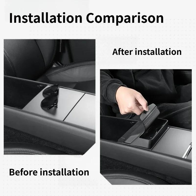 Central Armrest Storage Box for Tesla Model 3 Y Highland Juniper 2025 Car Glasses Phone Storage Case Multi Functional Accessorie