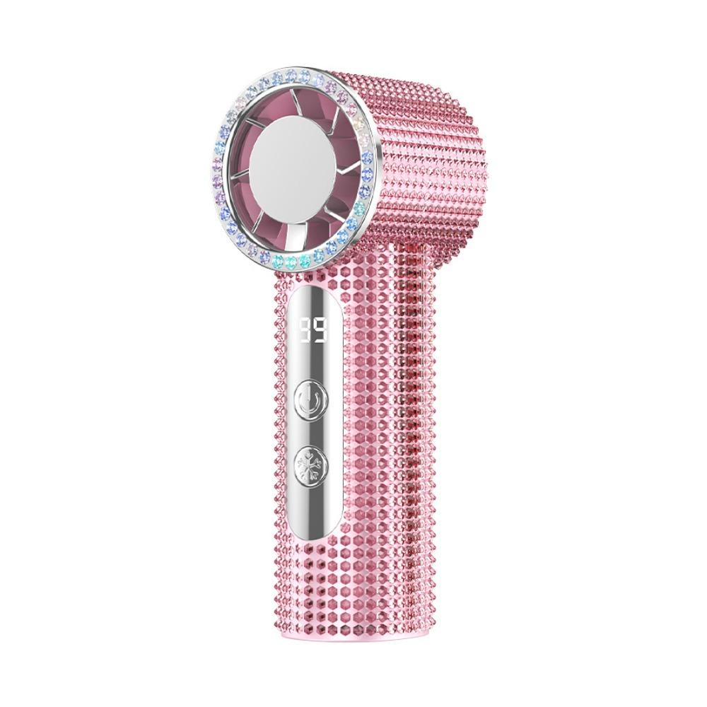 199 Gears Rhinestone Handheld Fan Digital Display Turbo High Speed Fan Mini Cooling Fan Summer