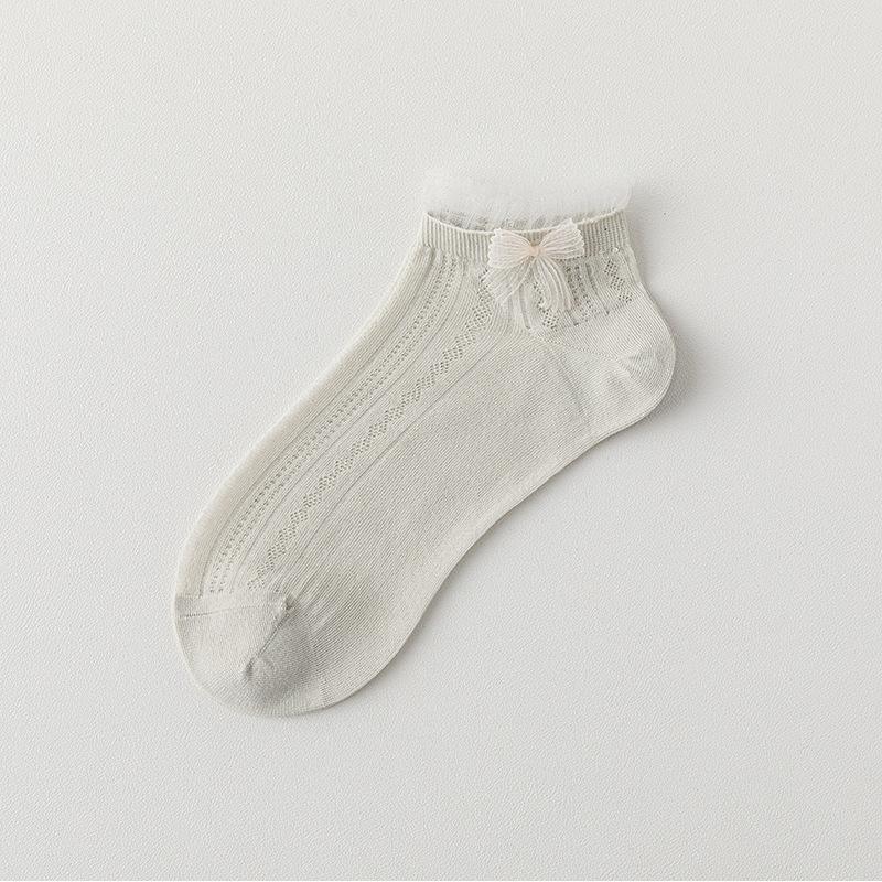 Носки в балетном стиле для женщин на лето, тонкие сетчатые дышащие короткие носки, милые кружевные носки-принцессы без косточек