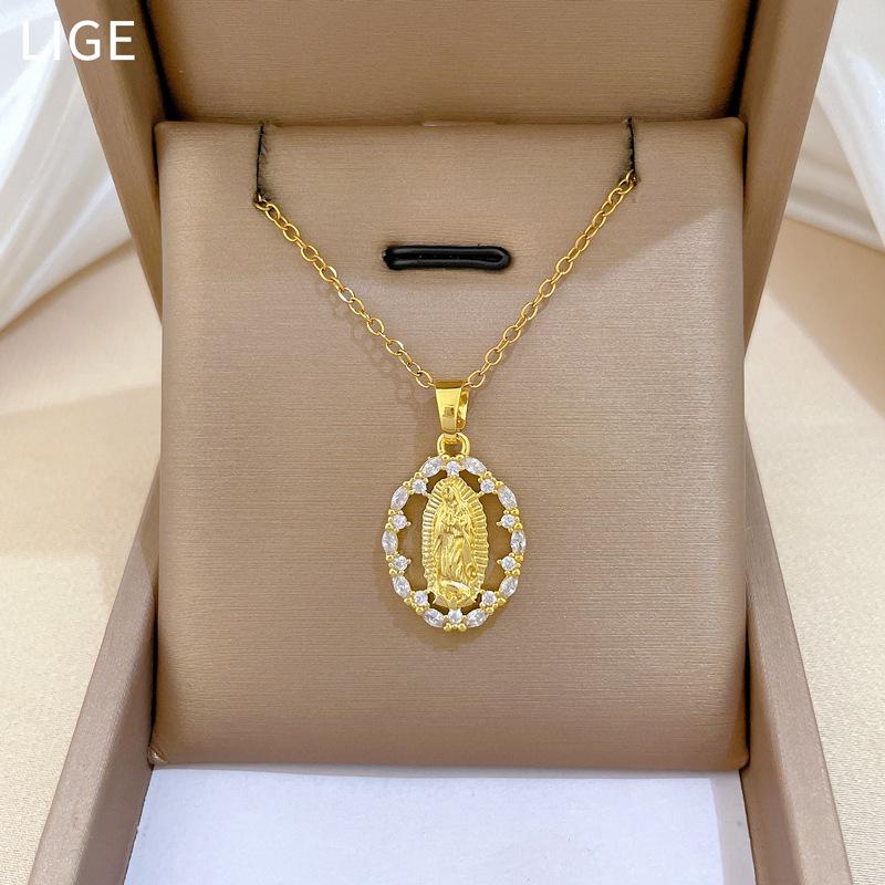 Титановая сталь Пустое яйцо Портретный свет Роскошный темперамент Великолепное ожерелье с бриллиантами Женская универсальная цепочка на ключицу