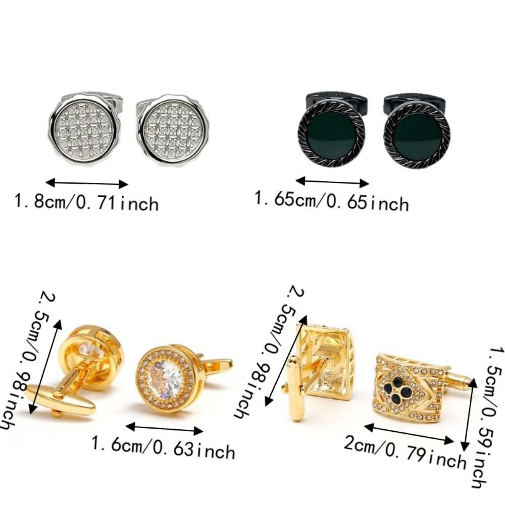 1/2 pair Luxury Men's Round Square Cufflinks High-End Plated Cuff Links  Business Gift