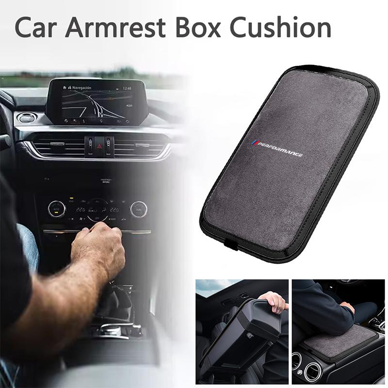 Leather Car Armrest Box Pad Auto Armrest Mat Accessories For BMW Performance M F31 F34 F32 E39 E52 E53 E60 E90 E91 E92 E93 F01